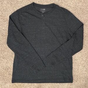 BI ALGO Men's Black Long Sleeve Henley Shirt